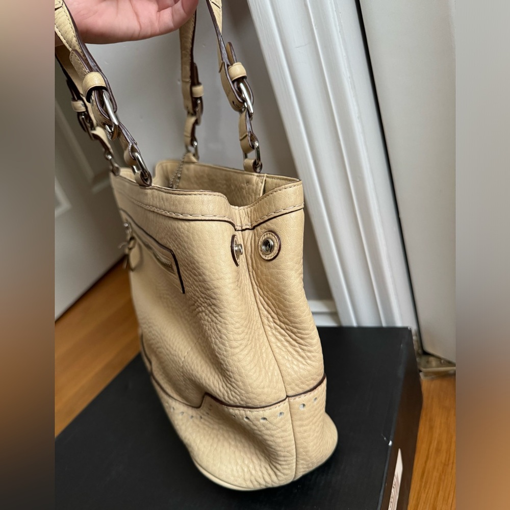 Coach Beige Pebble Leather Handbag - Picture 8 of 10